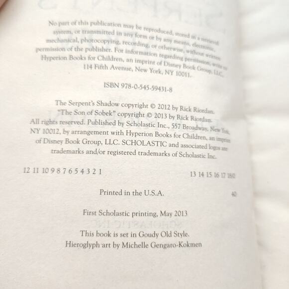 Serpent's Shadow by Rick Riordan Book Three Scholastic YA Paperback Novel PB - Picture 7 of 11